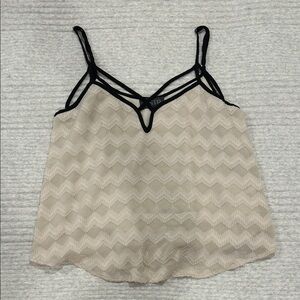 Astr Beige and Black Strappy Camisole